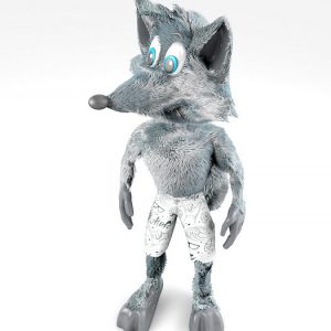 Cartoon Surfer Wolf front