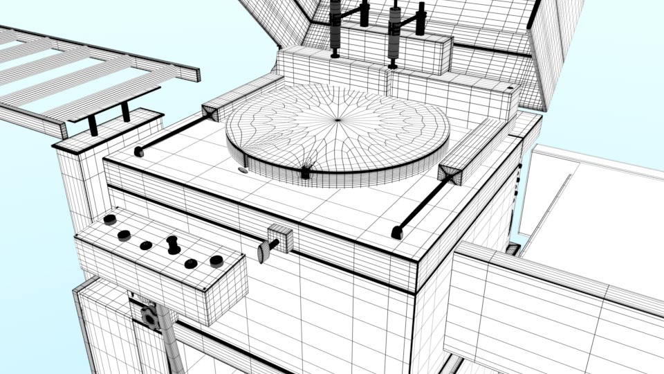 Low Poly machine wireframe subdivs