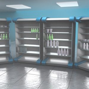 Supermarket Beverage Refrigeration with groceries
