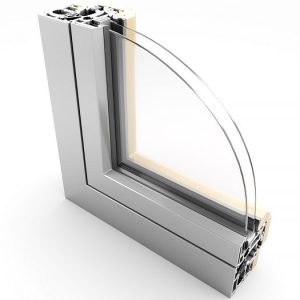Aluminium Profile Wooden Window side view
