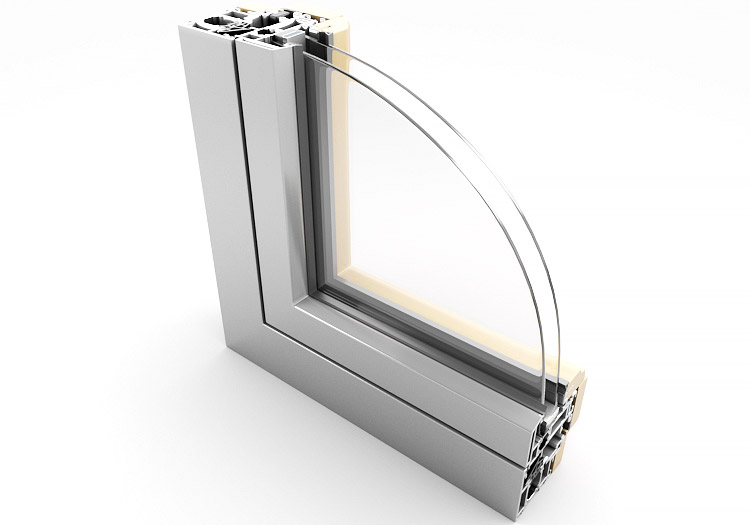 Aluminium Profile Wooden Window side view