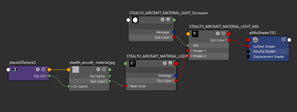 stealth aircraft material light shader maya arnold nodes